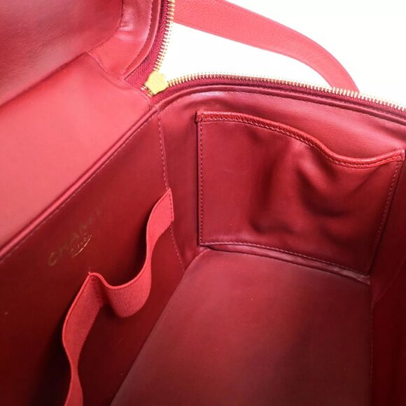 CHANEL CC Logo 2Way Vanity Hand Bag Caviar Skin Leather Red GHW Vintage - Picture 12 of 16